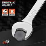 6Pc Extra Big Imperial Combination Spanner Ring Open Ended Combo Wrench Work - Top-Down View