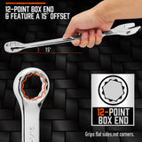 6Pc Extra Big Imperial Combination Spanner Ring Open Ended Combo Wrench Work - 45-Degree Angle
