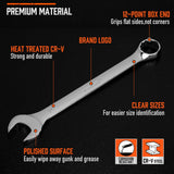 6Pc Extra Big Imperial Combination Spanner Ring Open Ended Combo Wrench Work - Rear View