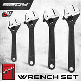 SEDY 4Pc Adjustable Wrench Set Shifter Heavy Duty SAE & Metric Household Repair - Front View