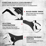 SEDY 4Pc Adjustable Wrench Set Shifter Heavy Duty SAE & Metric Household Repair - 45-Degree Angle