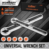 HORUSDY 2Pcs Universal Wrench Set SAE & Metric Spanner Hex E-Torx Triangle - Front View