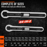 HORUSDY 2Pcs Universal Wrench Set SAE & Metric Spanner Hex E-Torx Triangle - 45-Degree Angle