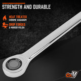 HORUSDY 10Pc Extra Long Ratchet Spanner Set Aviation Double End 8-19mm w/t Pouch - Top-Down View
