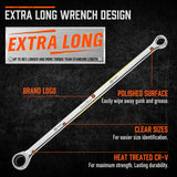 HORUSDY 10Pc Extra Long Ratchet Spanner Set Aviation Double End 8-19mm w/t Pouch - Rear View