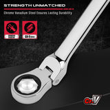 SEDY 6Pcs Extra Long Flex-Head Ratchet Spanner Set Double Box End Spanner 8-19mm - Top-Down View