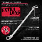 SEDY 6Pcs Extra Long Flex-Head Ratchet Spanner Set Double Box End Spanner 8-19mm - Rear View