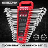SEDY 15pc Combination Spanner Wrench Set SAE 1/4