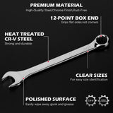 SEDY 15pc Combination Spanner Wrench Set SAE 1/4