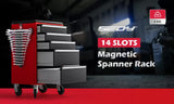 14 Slots Magnetic Spanner Rack Spanner Organizer Holder Portable Adjustable Au - Front View