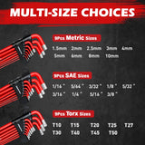 SEDY 30Pc Allen Key Set Long Arm Hex & Torx Keys with Grip Handle SAE Metric - Front View