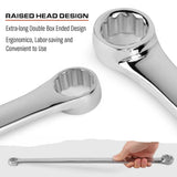 HORUSDY 8Pc Extra Long Aviation Spanner Set Double Ring Wrench 8-24mm 12 Point - Top-Down View