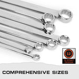 HORUSDY 8Pc Extra Long Aviation Spanner Set Double Ring Wrench 8-24mm 12 Point - 45-Degree Angle