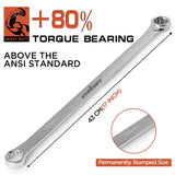 HORUSDY 8Pc Extra Long Aviation Spanner Set Double Ring Wrench 8-24mm 12 Point - Rear View