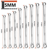 HORUSDY 8Pc Extra Long Aviation Spanner Set Double Ring Wrench 8-24mm 12 Point - Close-Up Angle
