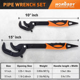 HORUSDY 2Pc Adjustable Wrench Quick Multi-Function Spanner Power Grip Pipe Set - Front View
