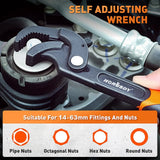 HORUSDY 2Pc Adjustable Wrench Quick Multi-Function Spanner Power Grip Pipe Set - Side View
