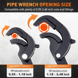 HORUSDY 2Pc Adjustable Wrench Quick Multi-Function Spanner Power Grip Pipe Set - Top-Down View