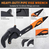 HORUSDY 2Pc Adjustable Wrench Quick Multi-Function Spanner Power Grip Pipe Set - 45-Degree Angle