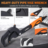 HORUSDY 2Pc Adjustable Wrench Quick Multi-Function Spanner Power Grip Pipe Set - Rear View