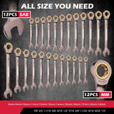 SEDY 24PCS Ratcheting Wrench Set Metric SAE CR-V Steel 72T With Magnetic Holder - Front View
