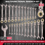 SEDY 24Pc Flexi Head Ratchet Spanner Set Metric & SAE with Magnetic Organizer - Front View