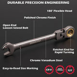 SEDY 24Pc Flexi Head Ratchet Spanner Set Metric & SAE with Magnetic Organizer - 45-Degree Angle