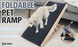 VaKa 100cm Foldable Dog Pet Ramp Adjustable Height Dogs Stairs For Bed Sofa 82007 - Front View