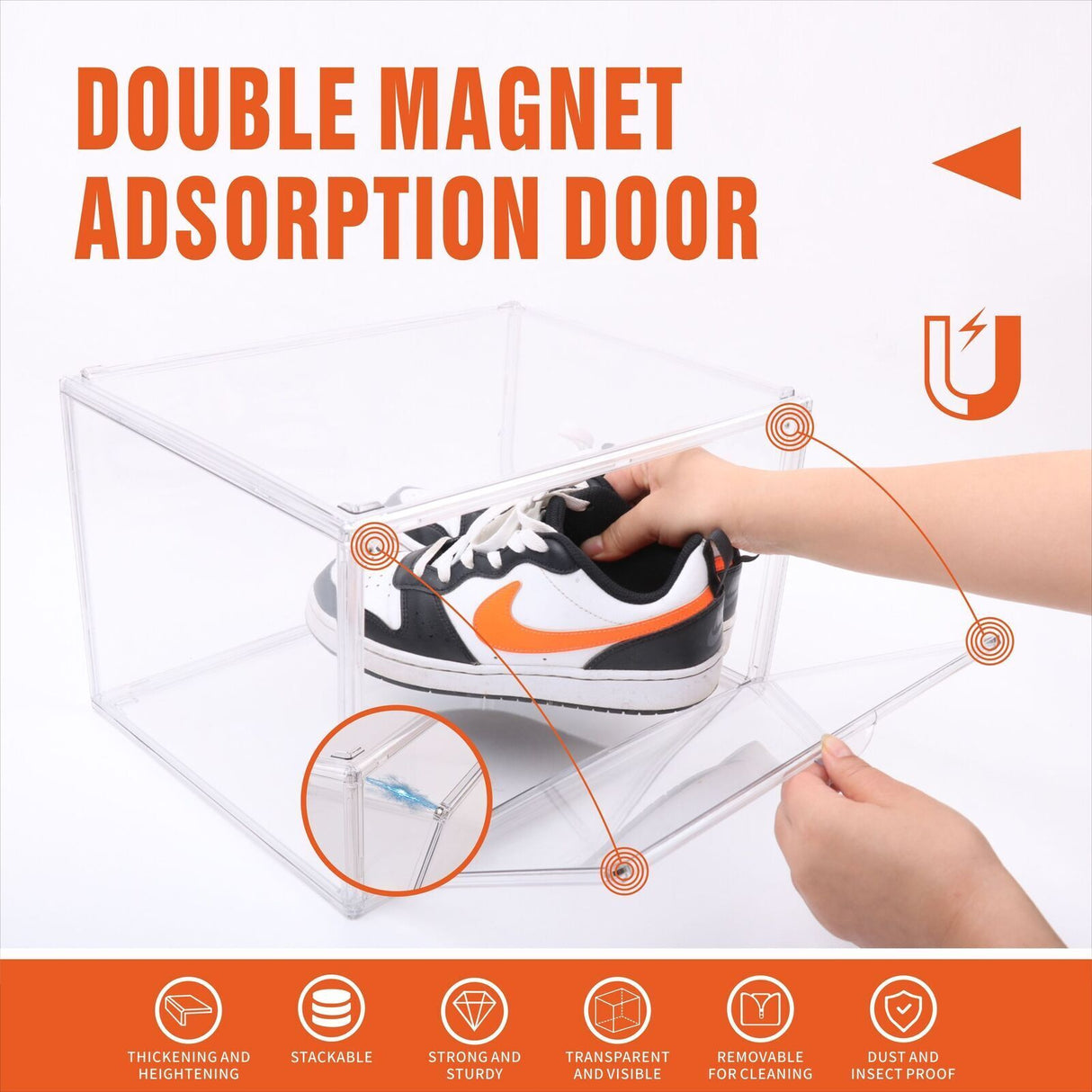 5PC Stackable Shoe Display Box Hard Acrylic Sneaker Storage Containers Case