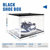 10PC Black Stackable Shoe Display Box Hard Acrylic Sneaker Storage Containers Case - Side View