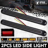 2Piece LED Tail Lights Flowing Turn Signal Stop brake Trailer Truck Caravan IP68 - Side View