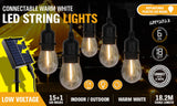 Solar Power 15 LED 18.2M Festoon String Lights Wedding Party WaterProof - Front View