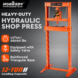 HORUSDY 12T Hydraulic Shop Press Bending H-Frame Benchtop Jack Stand Heavy Duty - Front View