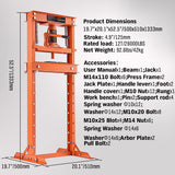 HORUSDY 12T Hydraulic Shop Press Bending H-Frame Benchtop Jack Stand Heavy Duty - 45-Degree Angle