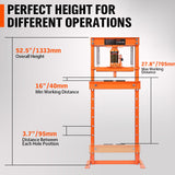 HORUSDY 12T Hydraulic Shop Press Bending H-Frame Benchtop Jack Stand Heavy Duty - Rear View