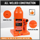 4-Ton (8,000 LBs) Hydraulic Bottle Jack Heavy Duty Car Lifter with Safety Valve - 45-Degree Angle