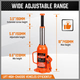 8-Ton (16,000 LBs) Hydraulic Bottle Jack Heavy Duty Car Lifter with Safety Valve - Side View