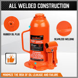 8-Ton (16,000 LBs) Hydraulic Bottle Jack Heavy Duty Car Lifter with Safety Valve - 45-Degree Angle