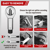 SEDY 4Pcs Metal Nut Splitter Kit Pressure Nut Cracker Remover Extractor Tool - Low Angle
