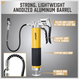 18inch Grease Gun 8000PSI Pistol Grip Flex Hose Heavy Duty Barrel With Cartridge - Top-Down View