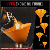 19-Piece No-Spill Radiator Coolant Refilling Funnel Kit Spill Proof Radiator Bleeder Kit with Universal Adaptor - Close-Up Angle