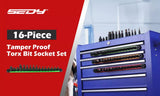 16-Piece Torx Star Bit Socket Set Magnetic Socket Rail Organizer T8-T60 Adapters