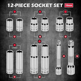 SEDY 12Pc 10mm Socket Set 1/4