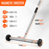 17inch Telescoping Magnetic Sweeper Magnet Broom Rolling Pick Up 8.8Lbs Portable - Side View