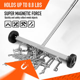 17inch Telescoping Magnetic Sweeper Magnet Broom Rolling Pick Up 8.8Lbs Portable - Rear View