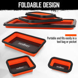 HORUSDY 3Pc Orange Magnetic Parts Tray Set Tool Trays Storage Organizer Screw - Rear View