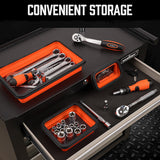 HORUSDY 3Pc Orange Magnetic Parts Tray Set Tool Trays Storage Organizer Screw - Close-Up Angle