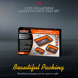 HORUSDY 3Pc Orange Magnetic Parts Tray Set Tool Trays Storage Organizer Screw - Extra Image