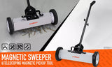 18Inch Magnetic Pick Up Sweeper With Wheels 45LBS Lawn Sweeper Roofing Tools - Front View