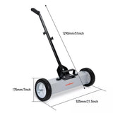18Inch Magnetic Pick Up Sweeper With Wheels 45LBS Lawn Sweeper Roofing Tools - Side View